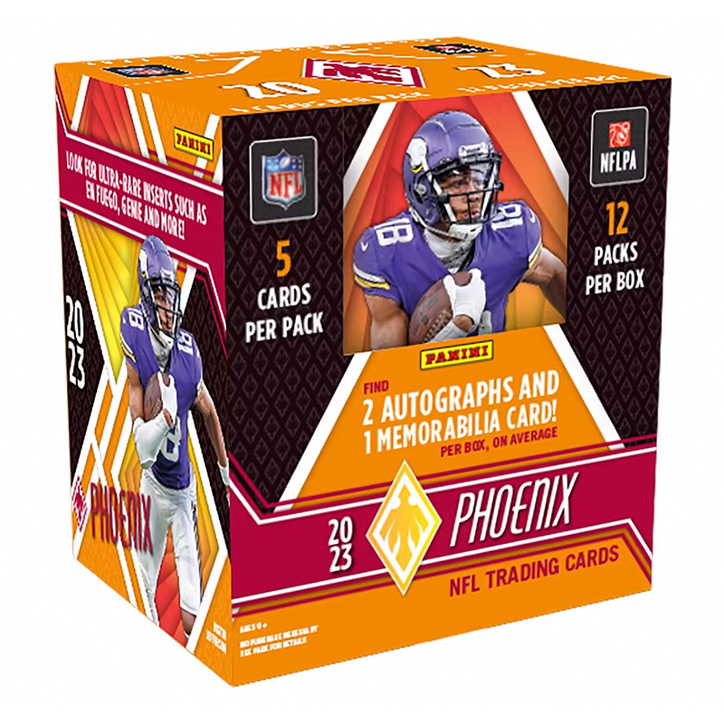 2023PaniniPhoenixFootballHobbyBox_7a436bce-9f14-4476-8b61-93205dce72af.png 2023 Panini Phoenix Football Hobby 16 Box Case - Image 1