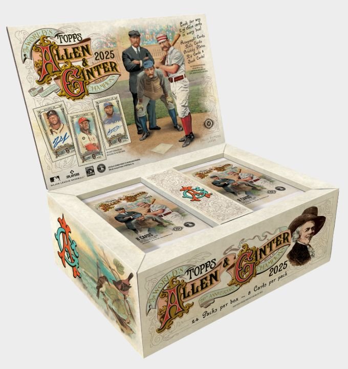 2025-topps-allen-ginter-baseball-box_ff6189ce-1d93-4a3c-bcff-467df58c3019.jpg 2025 Topps Allen & Ginter Baseball Hobby 12 Box Case - Image 1