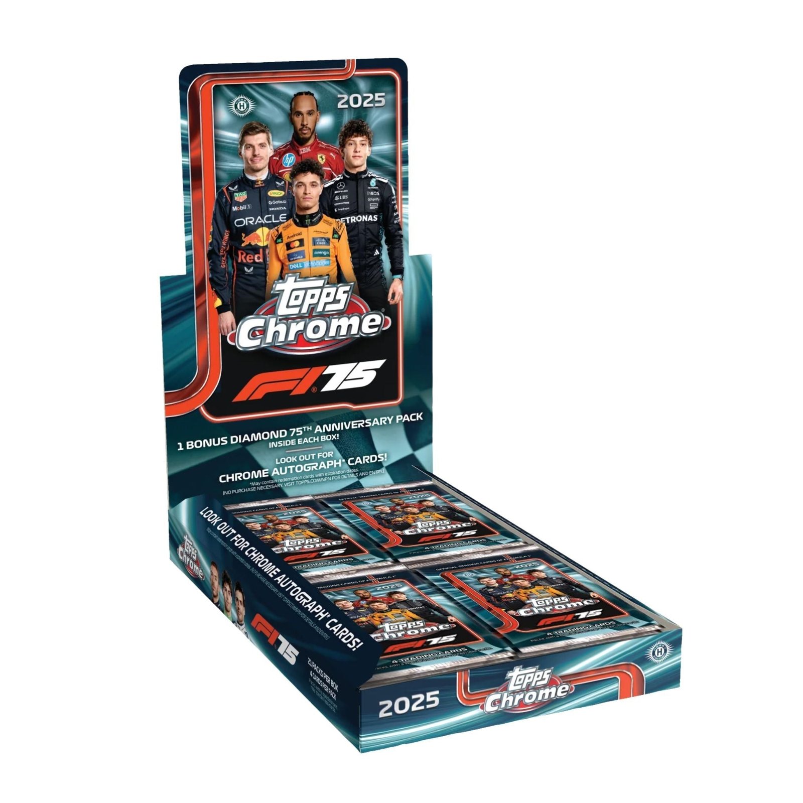 2025ToppsChromeFormula1HobbyBox.jpg 2025 Topps Chrome Formula 1 Hobby Box - Image 1