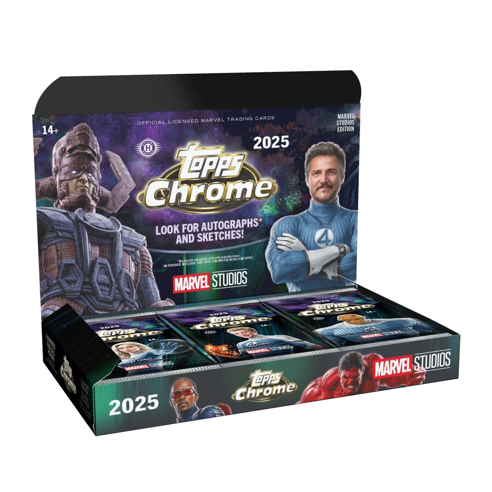 2025ToppsMarvelStudiosChromeHobbyBox.jpg 2025 Topps Marvel Studios Chrome Hobby Box - Image 1