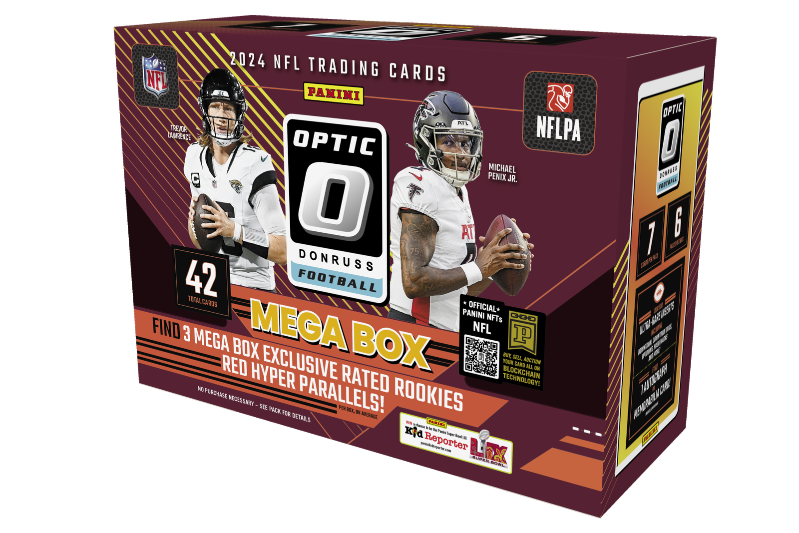 24_optic_fb_mega_hobby_a8531__01__final_80d31537-dc19-4773-a156-bb026b887158.png 2024 Donruss Optic Football Hobby Mega Box 20 Box Case - Image 1