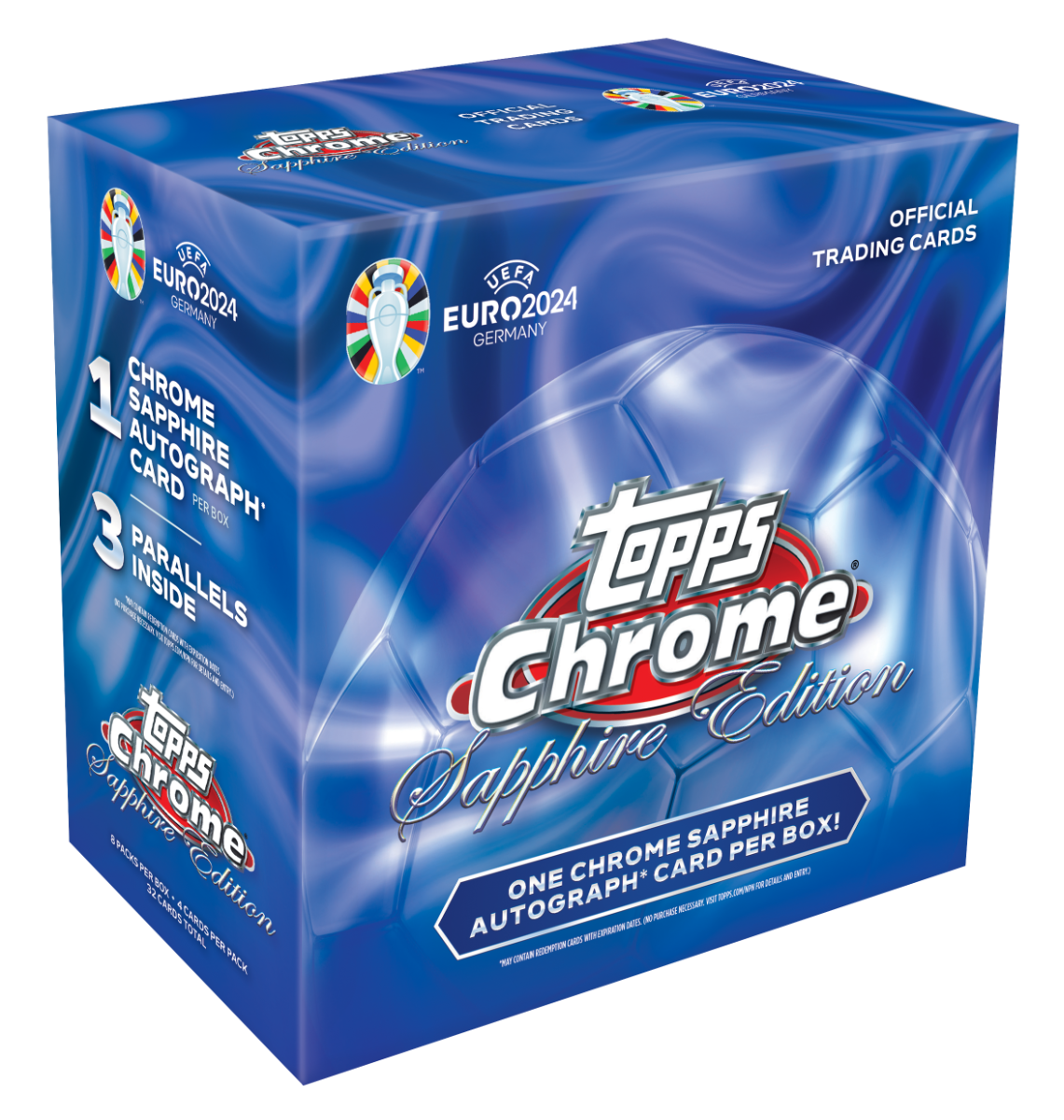 24uceo_fgc5760o_sapphire_box_9887afe6-d150-4a10-abae-ceeb7499606a.png 2023-24 Topps UEFA Euro Chrome Sapphire Soccer Hobby 10 Box Case - Image 1