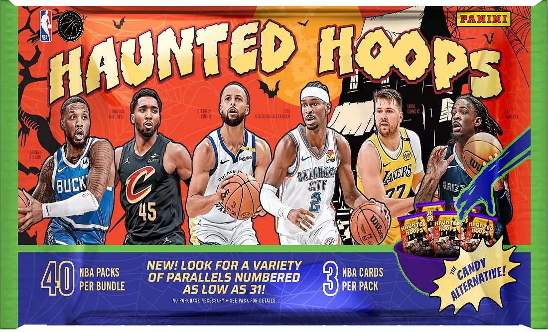 25PAAUNBLG25HNTHPXFL_e8fa94e5-ab6c-43f8-93f1-fc6b0374842a.jpg 2024-25 Panini Haunted Hoops Basketball 40 Pack Box - 20 Box Case - Image 1