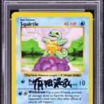 1999 POKEMON BASE SET SHADOWLESS SQUIRTLE #63 ARITA AUTO AUTH PSA 8