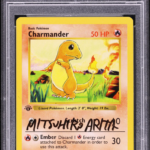 1999 POKEMON BASE SET SHADOWLESS 1ST EDITION CHARMANDER #46 ARITA AUTO PSA AUTH