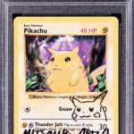 1999 POKEMON BASE SET PIKACHU YELLOW CHEEKS #58 ARITA AUTO 9 PSA 7