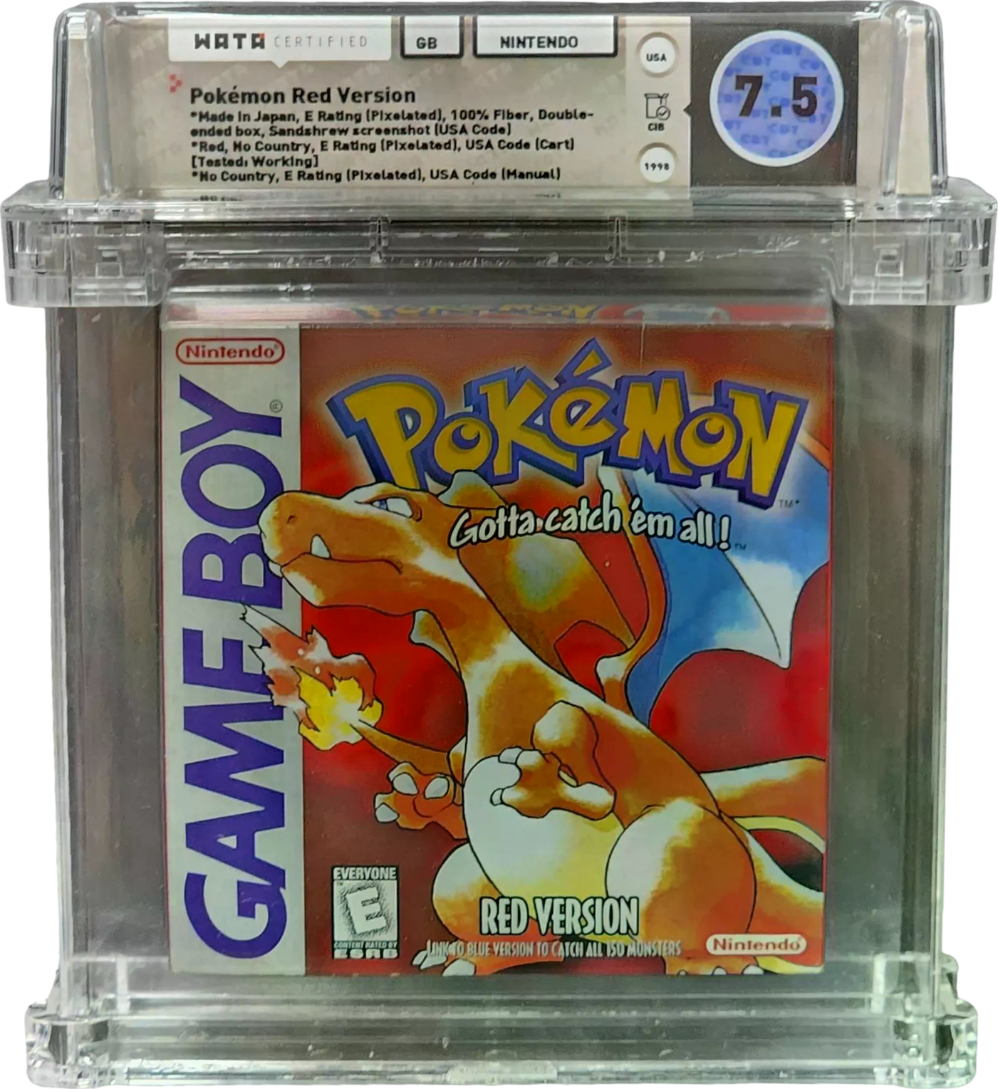 578251-008_front_2305f98f-b26b-45bc-803e-60d378687bcf.png 1998 POKEMON RED VERSION SANDSHREW NINTENDO GAME BOY GB WATA 7.5 CIB - Image 1