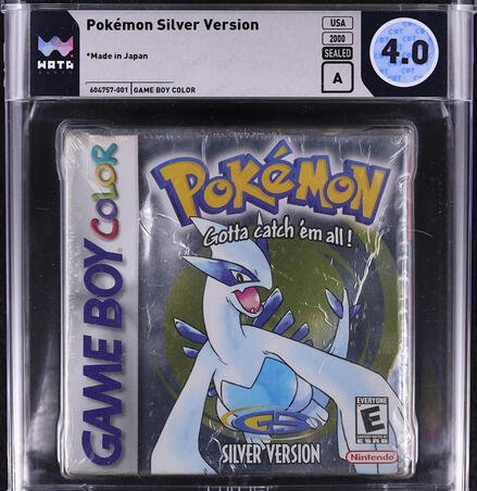 604757-001_front_0c1dfc81-432d-4e1d-9fbd-5263a3543c2a.jpg 2000 POKEMON SILVER VERSION NINTENDO GAME BOY COLOR GBC WATA 4.0 A SEALED - Image 1