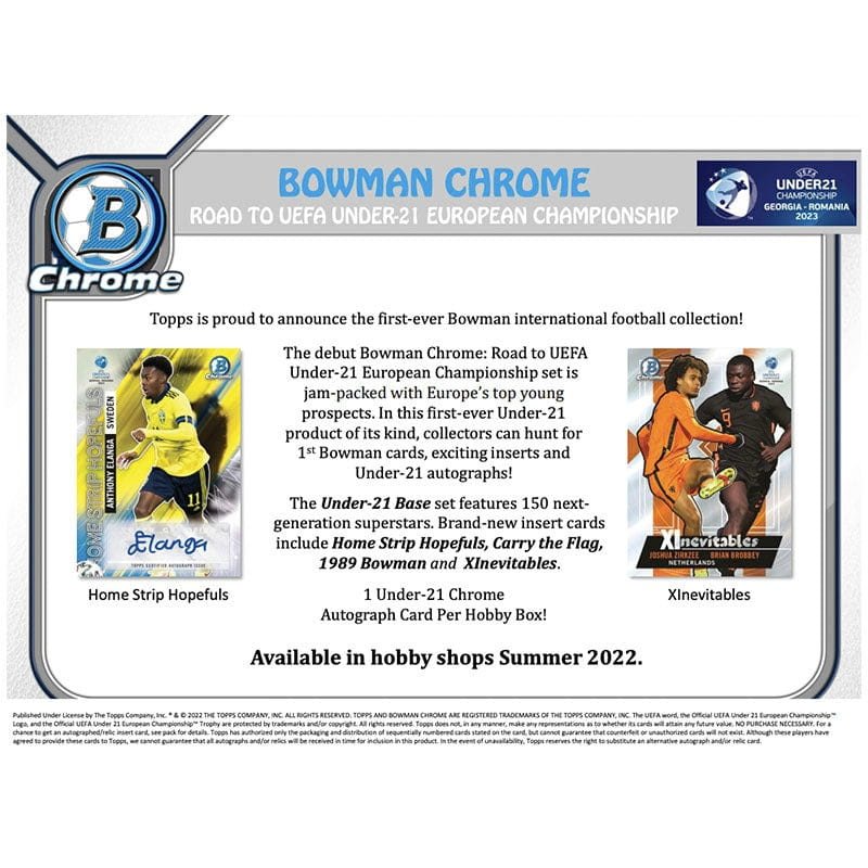 66.jpg 2022 Bowman Chrome Road to UEFA Under 21 European Championship Soccer Hobby 12 Box Case - Image 1