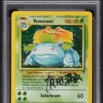 2002 POKEMON LEGENDARY COLLECTION HOLO VENUSAUR AUTO DNA 8 #18 PSA 8 NM-MT