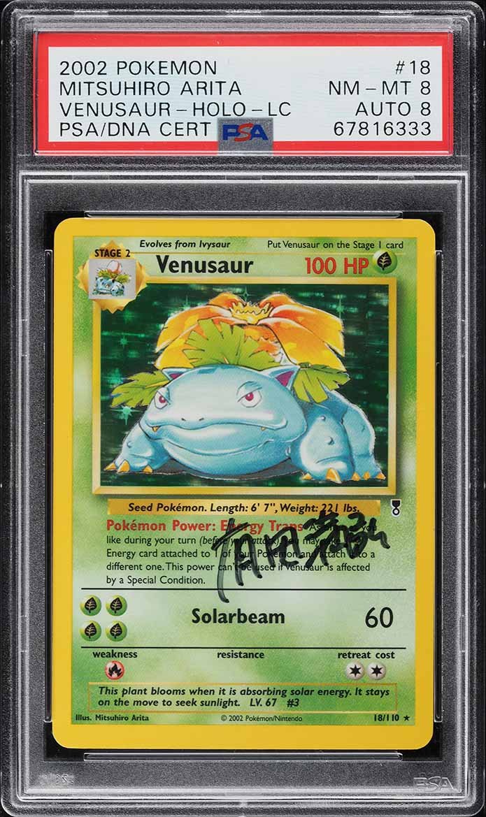 67816333_front_c527ea89-894d-4013-93cd-809ad7768ee4.jpg 2002 POKEMON LEGENDARY COLLECTION HOLO VENUSAUR AUTO DNA 8 #18 PSA 8 NM-MT - Image 1