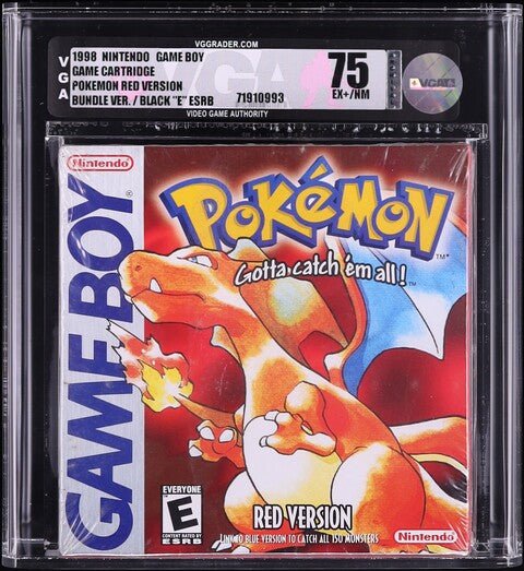 71910993_front_4786bf98-3ff4-4fb5-b783-244efd5e55f8.jpg 1998 POKEMON RED VERSION BLACK ESRB RATTATA NINTENDO GAME BOY GB VGA 75 SEALED - Image 1