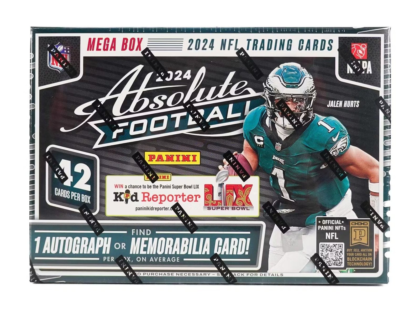 873397_004_012025_9c8fda53-13c3-45c7-9aa0-d247f3414965.jpg 2024 Panini Absolute Football Hobby Mega 20 Box Case (Teal Parallels) - Image 1
