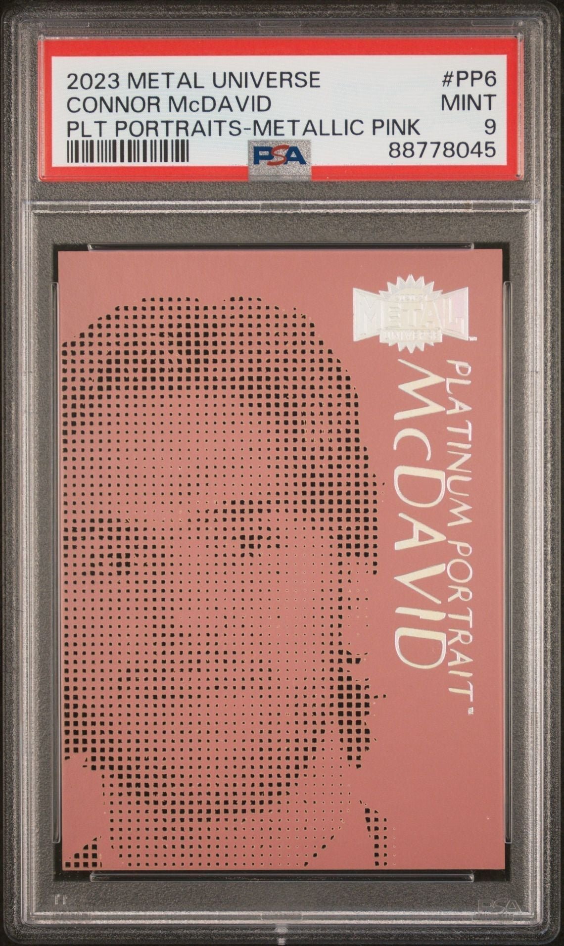 AEJDALpP5kiS0dR7UrtHtA.jpg Connor McDavid 2023 Metal Universe Platinum Portraits Metallic Pink PSA 9 - Image 1