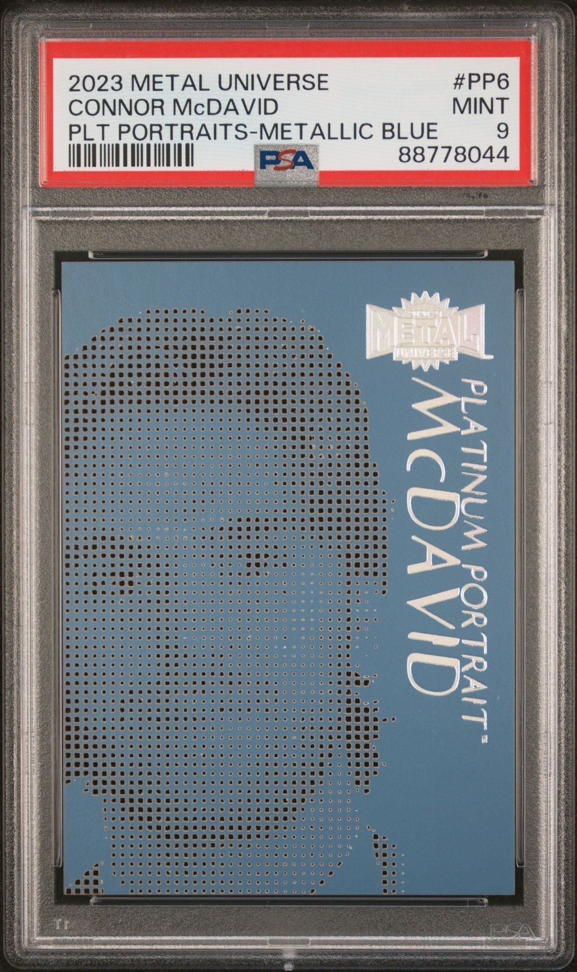 CzZPrUiCm0aQkLEcwWgwrw.jpg Connor McDavid 2023 Metal Universe Platinum Portraits Metallic Blue PSA 9 - Image 1