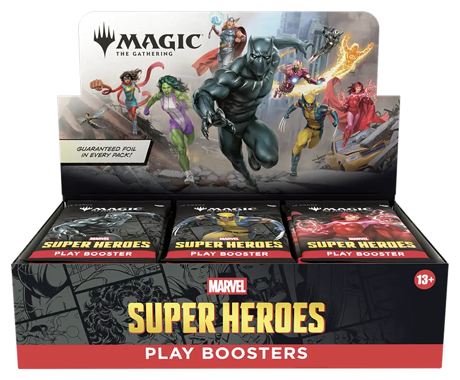 MTG-Marvel-Super-Heroes-Play-Booster-Box-284241883.png Magic The Gathering Marvel Super Heroes Play Booster Box - Image 1