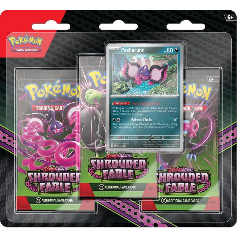 Pokemon-Trading-Card-Game-Scarlet-and-Violet-Shrouded-Fable-3-Pack-Blister_b7826aaf-546d-4394-b84a-1059134f7c17.jpg Pokemon Scarlet & Violet Shrouded Fable 3-Pack Blister Pack - 12 Pack Box - Image 1