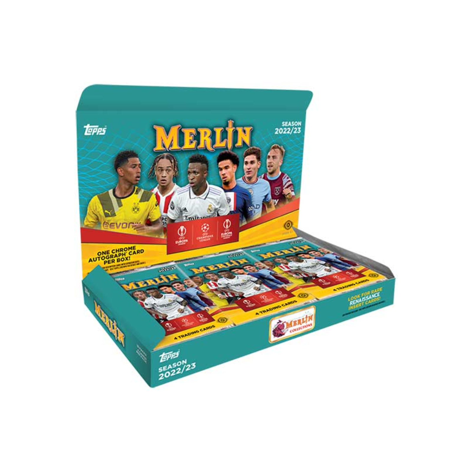 Untitleddesign-2023-08-16T103812.506.png 2022-23 Topps UEFA Club Competitions Merlin Chrome Soccer Hobby 12 Box Case - Image 1