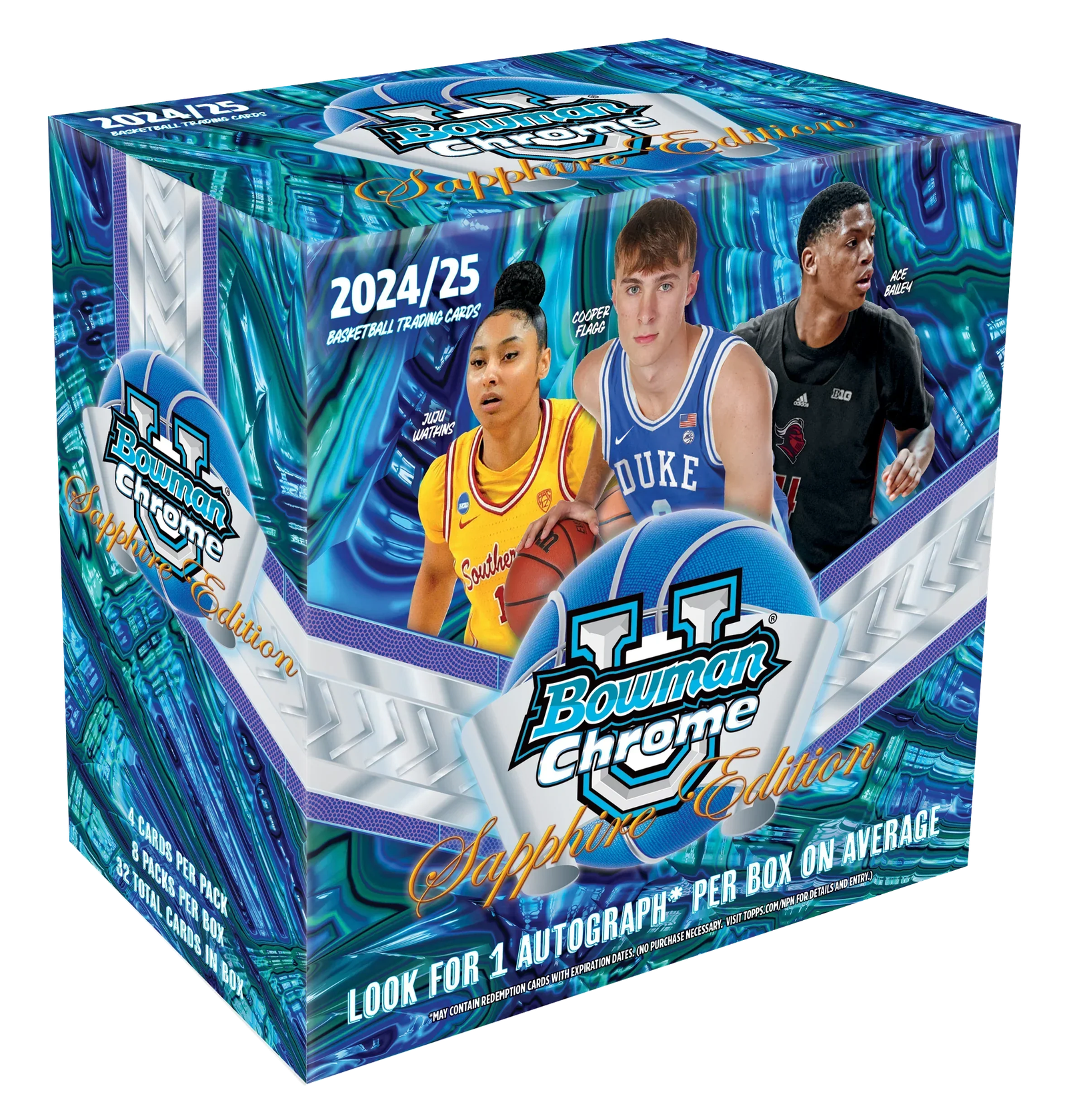 ae516ad69e981973f370b68f113fc0573de7d7e2_25BUCB_FGC6053_SAPPHIRE.png 2024-25 Bowman University Chrome Basketball Sapphire 10 Box Case - Image 1