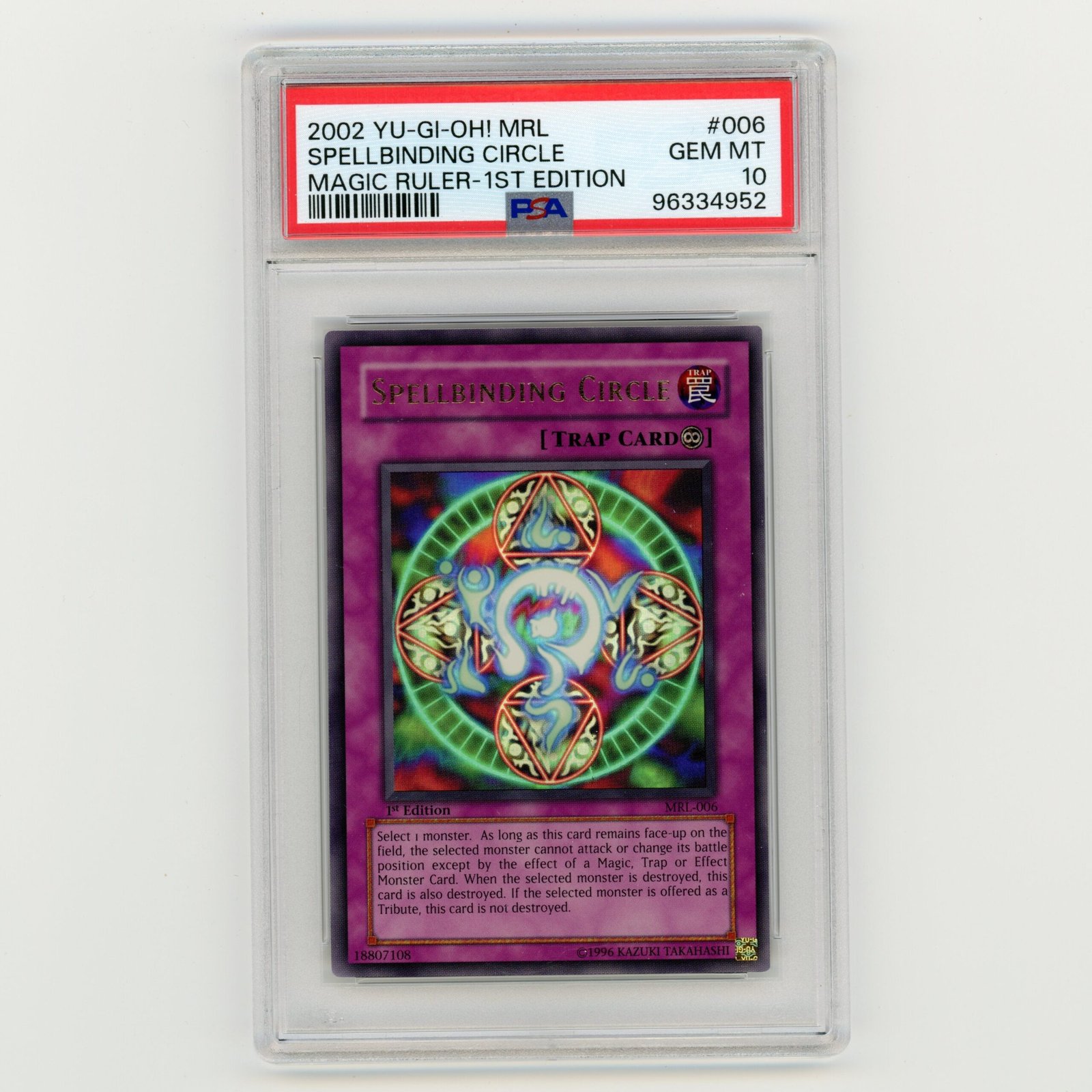 img623.jpg 2002 Yu-Gi-Oh MRL Spellbinding Circle Magic Ruler 1st Edition #006 PSA 10 (#AF1) - Image 1