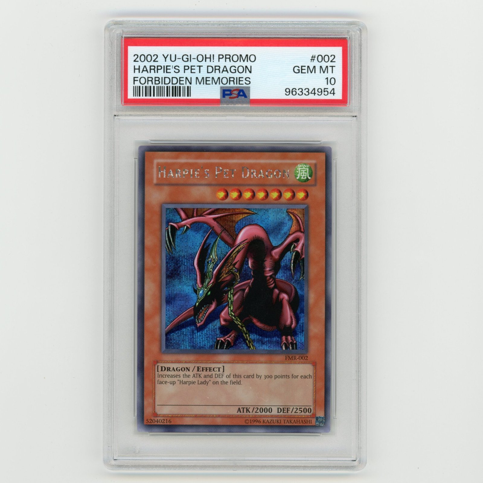 img654.jpg 2002 YuGiOh Promo Harpie's Pet Dragon Forbidden Memories #002 PSA 10 (#AF16) - Image 1