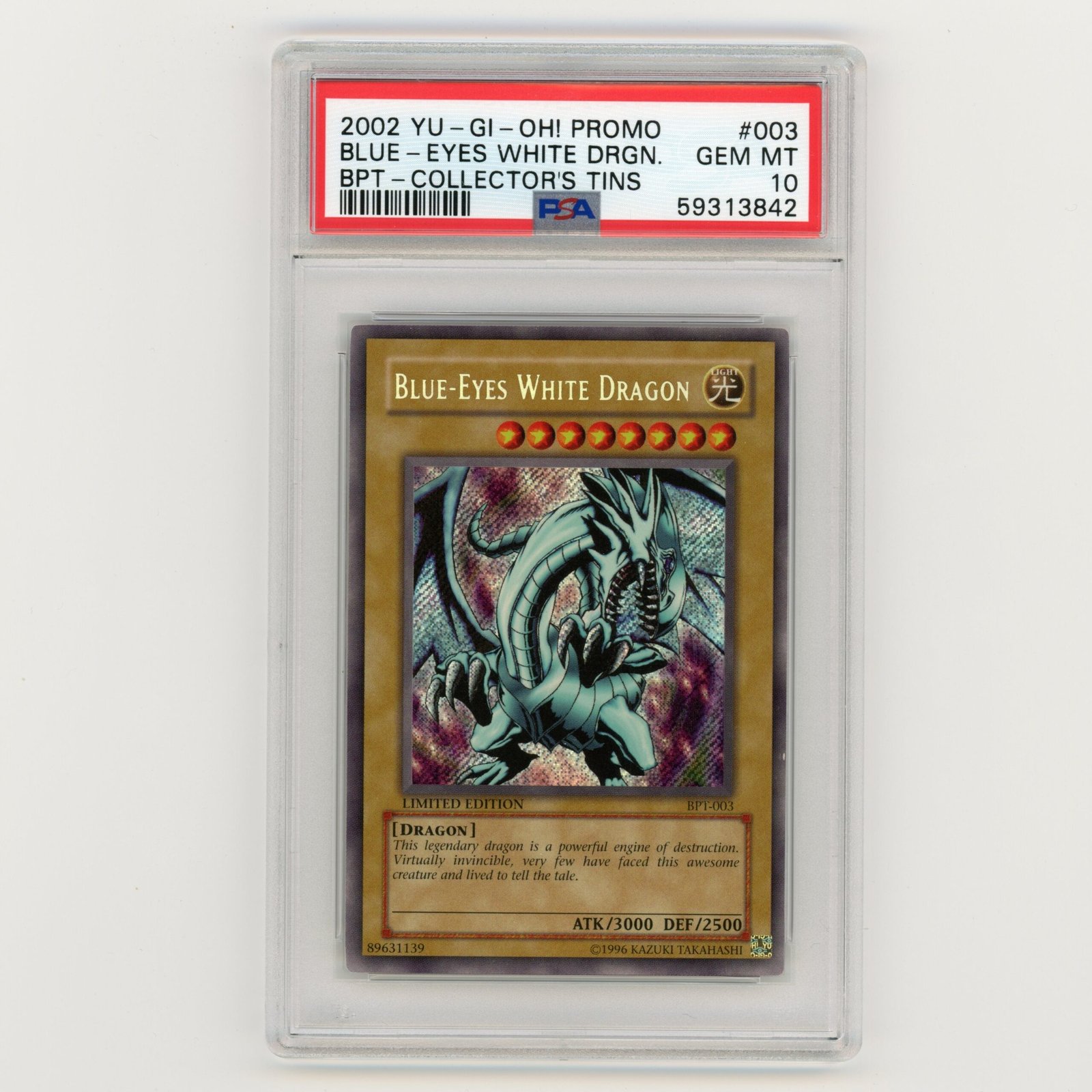 img689.jpg 2002 YuGiOh Promo Blue Eyes White Dragon BPT Collector's Tins #003 PSA 10 (#AF33) - Image 1