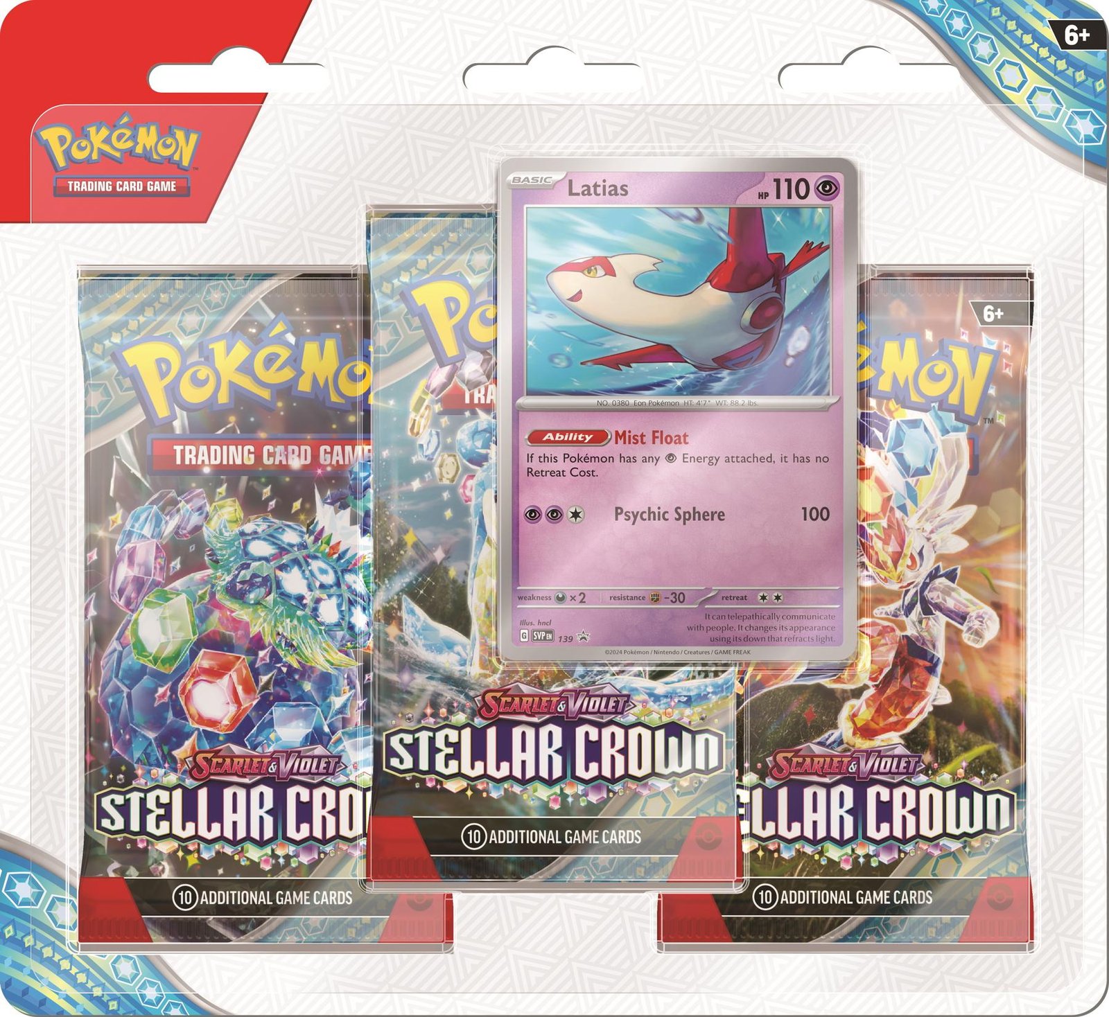 pokemon_stellar_crown_3-pack_latias_1449b343-6554-4fe8-8f27-e33cd19f3709.jpg Pokemon Scarlet & Violet Stellar Crown 3-Pack Blister Pack - 24 Pack Box - Image 1
