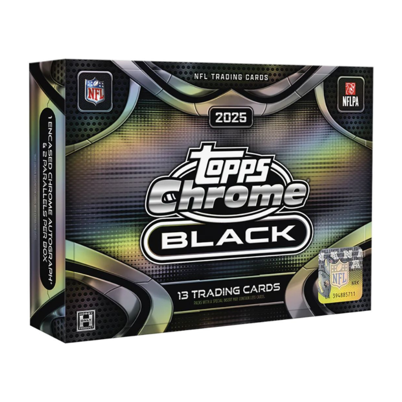 resizingforshopify-2026-07-06T120548.567.png 2025 Topps Chrome Black Football Hobby 12 Box Case - Image 1